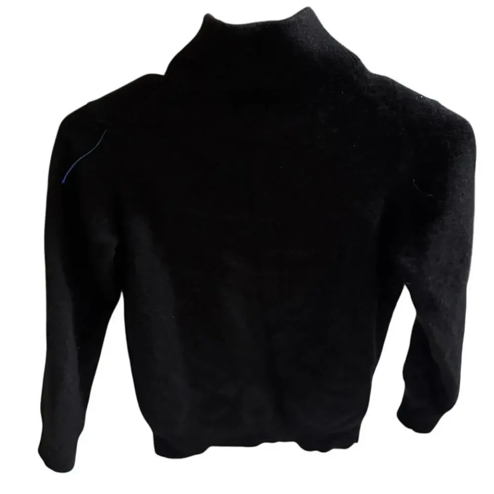 Daniel Hechter Paris 100% 2-Ply Cashmere Black Quarter Zip Sweater‎